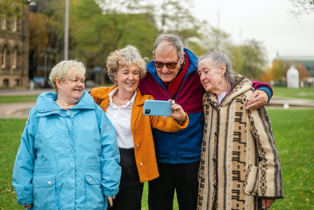 seniors chatting warmly