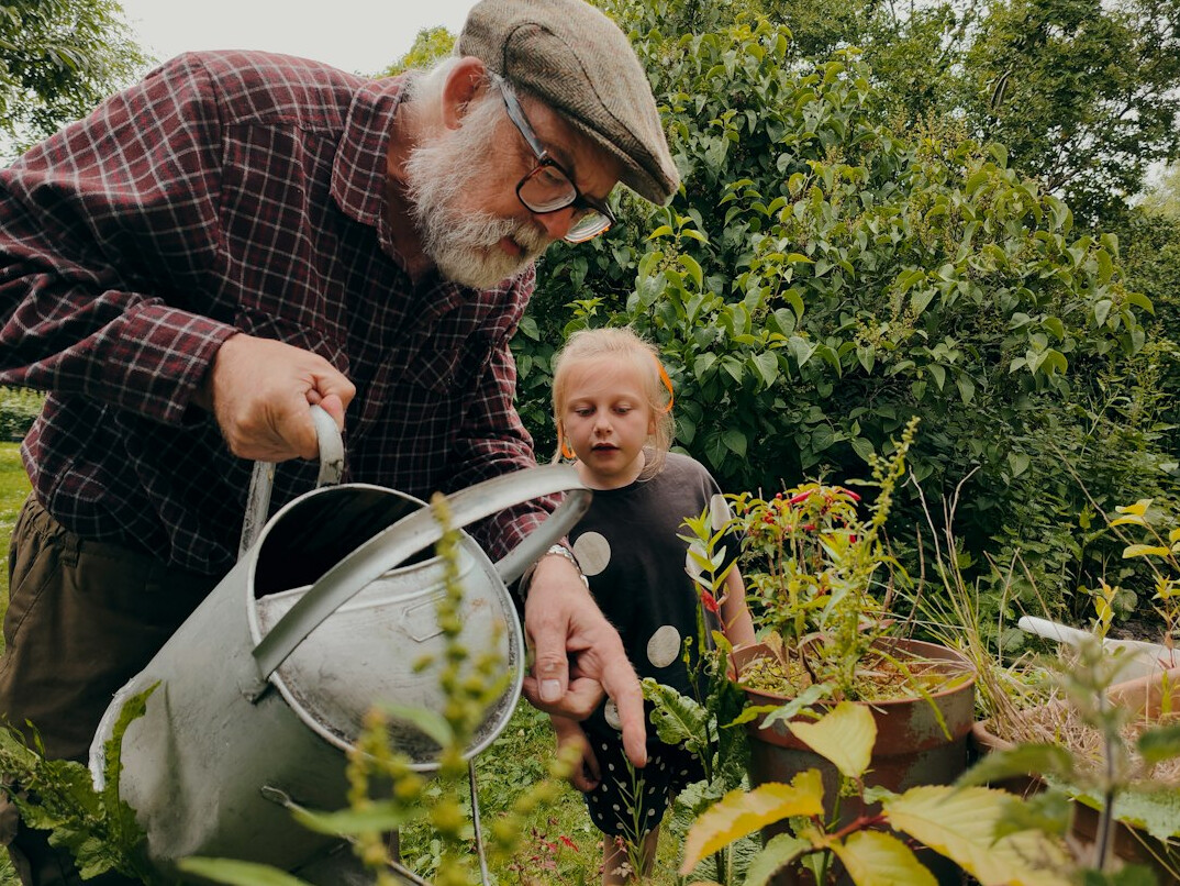 seniors gardening together