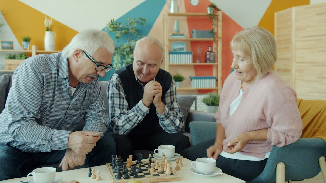 seniors playing board games