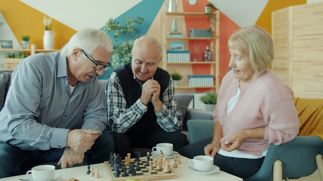 seniors playing board games