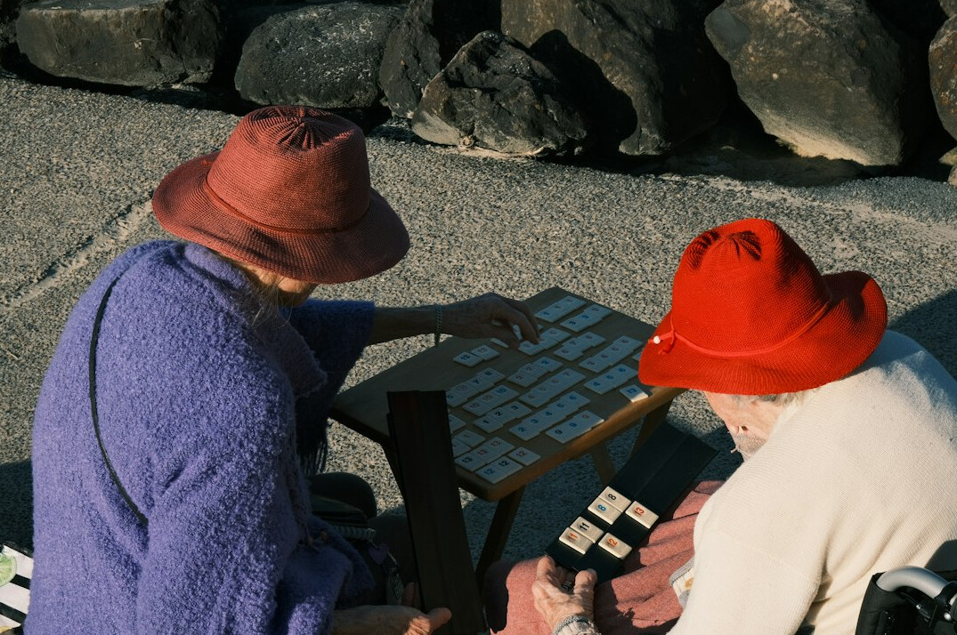 seniors playing cards